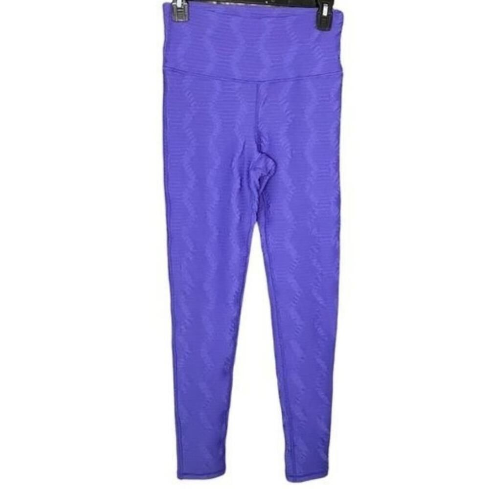 Mono B Bronze Blue/Purple High Intensity Work Out Ribbed Activewear Leggings SzS - Picture 4 of 11